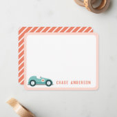 子供向けカスタマイズレーシングカーのメモカード（男の子用） ノートカード (正面/裏面インサイチュ)