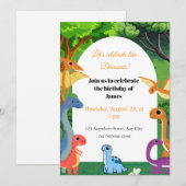 子供向けカラフルな恐竜の誕生日招待状 招待状 (正面/裏面)