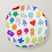 子供向けカラフルな2D＆3D幾何学模様 ラウンドクッション (裏面)