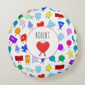 子供向けカラフルな2D&3D幾何学模様 ラウンドクッション (裏面)