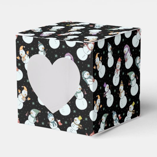 子供向けクリスマスかわいい雪だるまin帽子 フェイバーボックス (正面サイド)