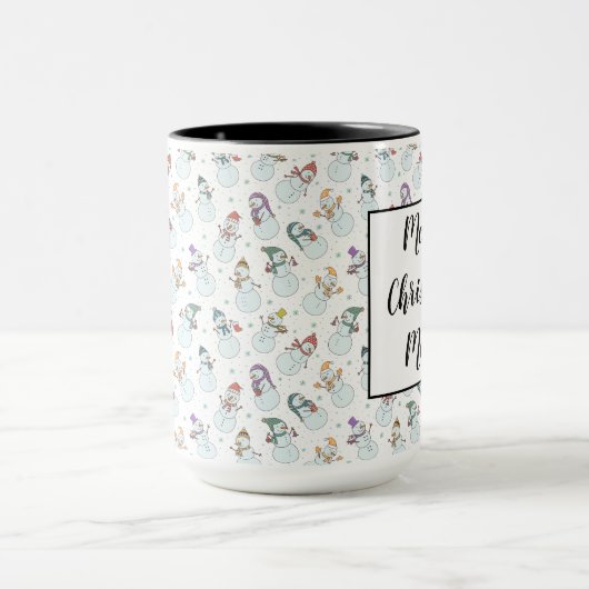 子供向けクリスマスかわいい雪だるまin帽子 マグカップ (中央)