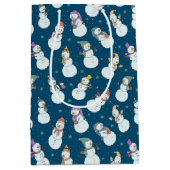 子供向けクリスマスかわいい雪だるまin帽子 ミディアムペーパーバッグ (正面)