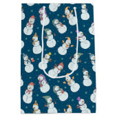 子供向けクリスマスかわいい雪だるまin帽子 ミディアムペーパーバッグ (裏面)