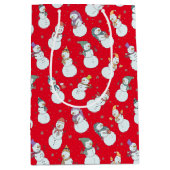 子供向けクリスマスかわいい雪だるまin帽子 ミディアムペーパーバッグ (正面)