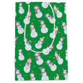 子供向けクリスマスかわいい雪だるまin帽子 ミディアムペーパーバッグ (正面)