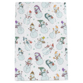 子供向けクリスマスかわいい雪だるまin帽子 ミディアムペーパーバッグ (正面)