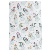 子供向けクリスマスかわいい雪だるまin帽子 ミディアムペーパーバッグ (裏面)