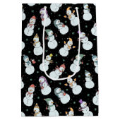 子供向けクリスマスかわいい雪だるまin帽子 ミディアムペーパーバッグ (裏面)