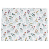 子供向けクリスマスかわいい雪だるまin帽子 ラージペーパーバッグ (裏面)