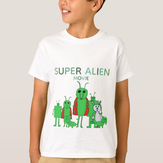 子供向けスーパーエイリアン映画Tシャツ(キャスト付) Tシャツ (正面)