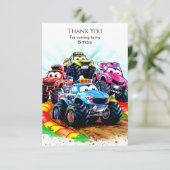 子供向けトラックモンスター車の誕生日 サンキューカード (スタンド正面)