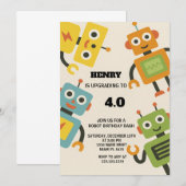 子供向けパーソナライズロボット誕生日招待状 招待状 (正面/裏面)