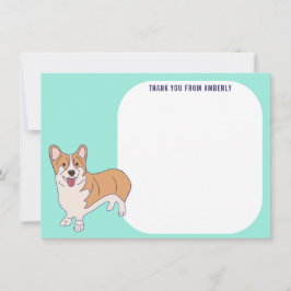 子供向けフラットパネルコーギー感謝カード サンキューカード