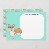 子供向けフラットパネルコーギー感謝カード サンキューカード (正面/裏面)