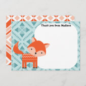 子供向けフラットパネル感謝カード 赤い狐 ノートカード (正面/裏面)