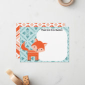 子供向けフラットパネル感謝カード 赤い狐 ノートカード (正面/裏面インサイチュ)