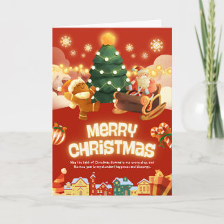 子供向けメリークリスマス折りたたみグリーティングカード カード