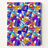 子供向けモノグラム漫画ゲームアイテムパターン ノートブック (裏面)