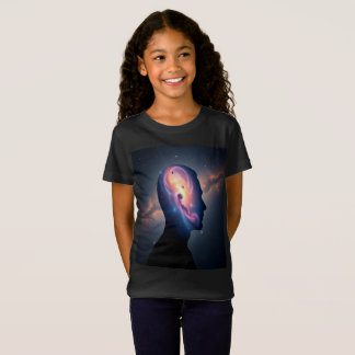 子供向け宇宙銀河シルエットスペースアート Tシャツ