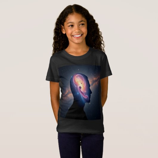 子供向け宇宙銀河シルエットスペースアート Tシャツ (正面フル)