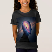 子供向け宇宙銀河シルエットスペースアート Tシャツ (正面)