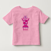 子供向け現代的なピンクとパープルのロボットカスタマイズガールズ トドラーTシャツ (正面)