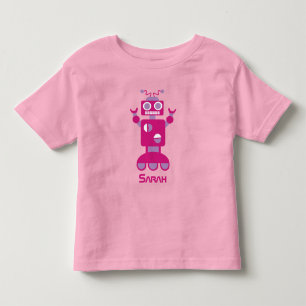 子供向け現代的なピンクとパープルのロボットカスタマイズガールズ トドラーTシャツ