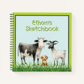 子供向け農場動物パーソナライズスケッチブック日記 ノートブック (正面)