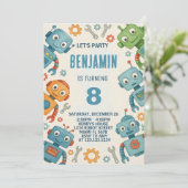 子供向け遊び心あふれるロボット誕生日招待状 招待状 (スタンド正面)