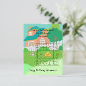 子供向け ウサギとハローバースデー迷路ポストカード ポストカード (スタンド正面)