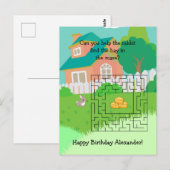 子供向け ウサギとハローバースデー迷路ポストカード ポストカード (正面/裏面)