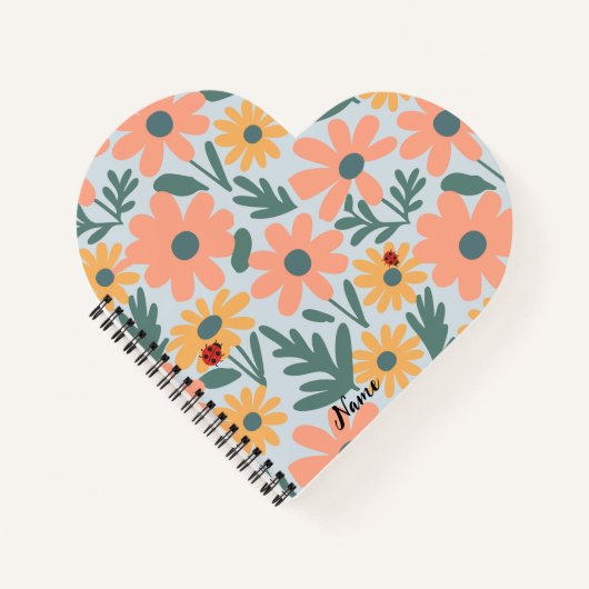 子供向け キュートなコマダニ シマシマ ダイジー 花柄 ノートブック (正面)