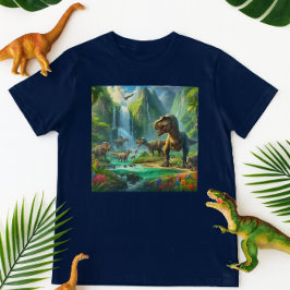 子供向けAIアート 恐竜 熱帯の緑 Tシャツ