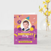 子供吹き出し誕生日パーティー招待カード カード (黄色い花)