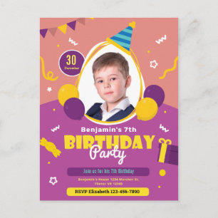 子供吹き出し誕生日パーティー招待カード ポストカード