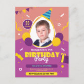 子供吹き出し誕生日パーティー招待カード ポストカード (正面)