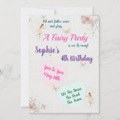 子供妖精をテーマにした誕生日パーティーのフェアリーランド 招待状 (正面)