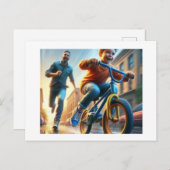 子供学から自転車、はがき ポストカード (正面/裏面)