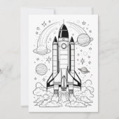 子供宇宙ぬりえパーティーデジタルダウンロード招待状 招待状 (正面)