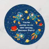 子供宇宙飛行士は誕生日パーティーが大好き 招待状 (正面/裏面)