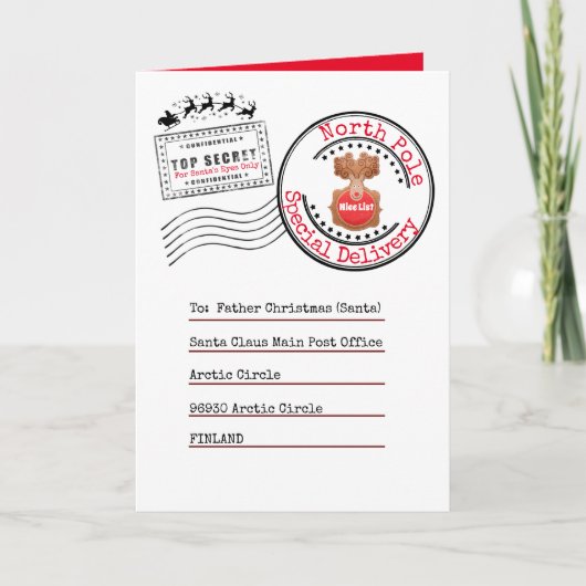 子供実在の北極の配送先住所 カード (正面)