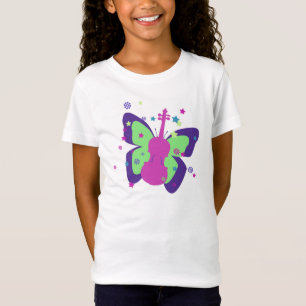 子供小さい蝶のためのバイオリンのTシャツ Tシャツ