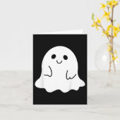 子供幼児ハロウィーンブー幽霊と弓の女の子 カード (黄色い花)