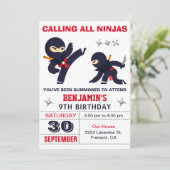 子供忍者戦士のキッズ誕生日パーティー 招待状 (スタンド正面)