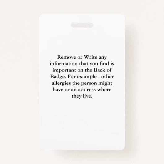 子供成人写真医療注意喚起の障害カード バッジ (裏面)