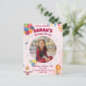 子供招待誕生日パーティー（女の子） ポストカード (スタンド正面)