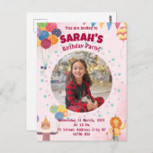 子供招待誕生日パーティー（女の子） ポストカード (正面/裏面)