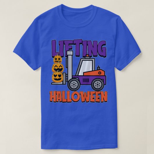 子供持ち上げハロウィーンのコスプレカッコいいックスフォークリフトポンプ Tシャツ (デザイン正面)