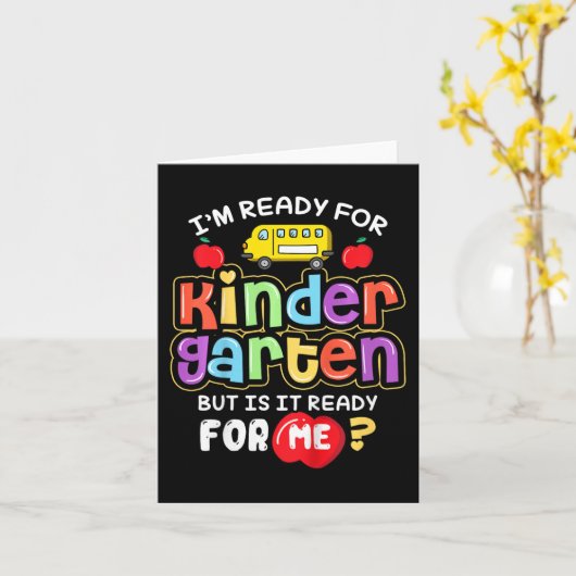 子供新学期幼稚園の準備ができている私 カード (黄色い花)